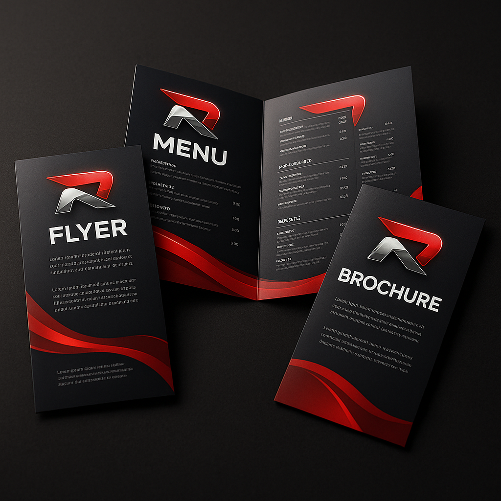 Flyers, menus and brochures